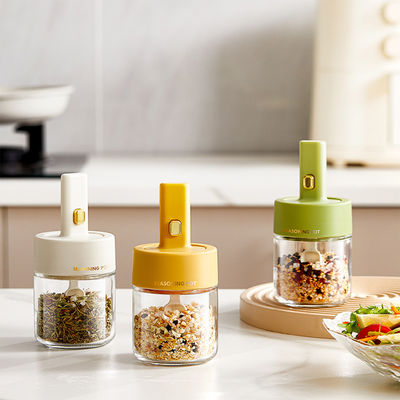 250ml Empty Spice Storage Jar Pot With Retractable Spoon 7.2*7.2*15cm