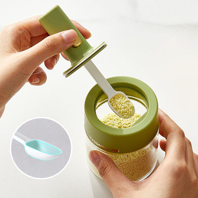 250ml Empty Spice Storage Jar Pot With Retractable Spoon 7.2*7.2*15cm