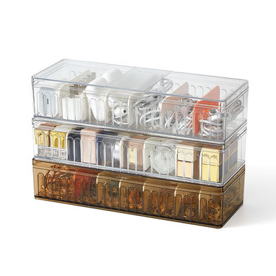 8 Grids Rectangle Transparent Desktop Data Cable Storage Box OEM With Cover