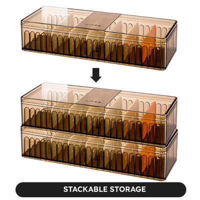 8 Grids Rectangle Transparent Desktop Data Cable Storage Box OEM With Cover