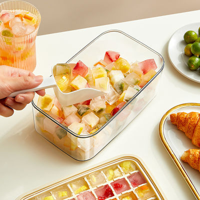 Multi Function 64 Cubes Fridge Ice Cube Tray With Large Bin And Lid