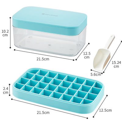 Premium Silicone Wholesale small Square Ice Cube Mold With Lid and Bin