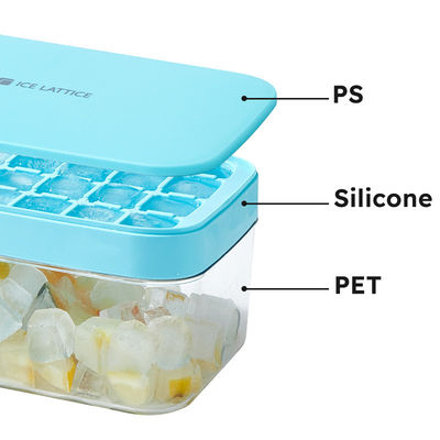 Reusable Easy Release Square Ice Cube Tray For Whiskey With Lid Storage Bin