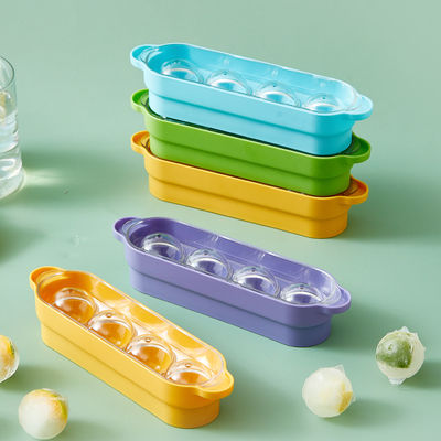 4 Grid Creative Plastic Silicone Ice Cube Moulds Reusable Round Ice Ball Tray