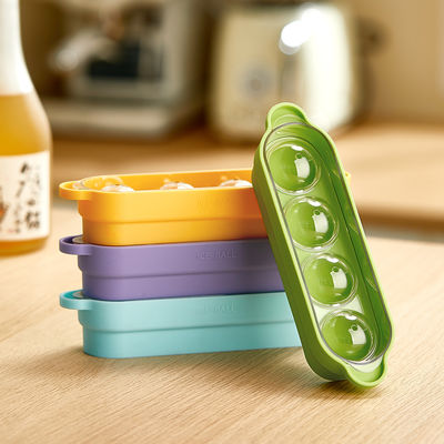 4 Grid Creative Plastic Silicone Ice Cube Moulds Reusable Round Ice Ball Tray