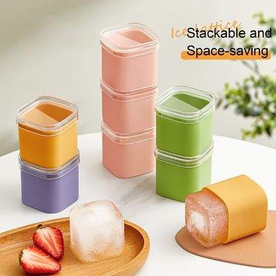 Silicone Large Storage Whisky Separate Single Ice Cube Tray For Freezer With Lid