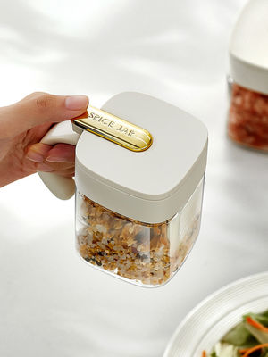 Durable 2 Grids Clear  Condiments Glass Container Pots Set With Handle And Spoon