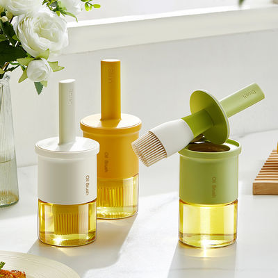 Kitchen 2 In 1 Glass Vinegar Oil Dispenser Bottle Brush Container 300ml