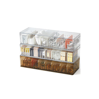 8 Grids Rectangle Transparent Desktop Data Cable Storage Box OEM With Cover