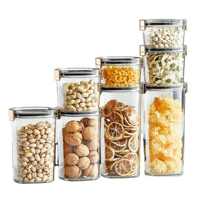 Different Capacity Clear Plastic Airtight Dry Food Storage Container Set With Lid