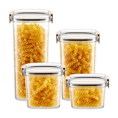 Different Capacity Clear Plastic Airtight Dry Food Storage Container Set With Lid