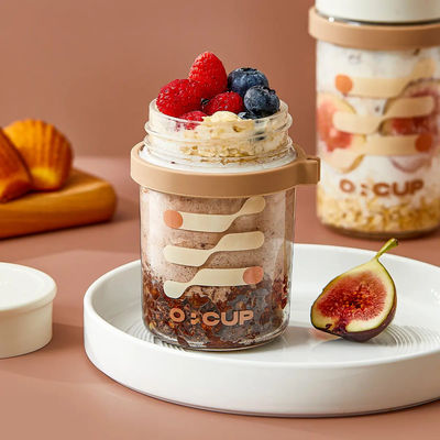Portable Airtight Measurement Overnight Oats Container Breakfast Cereal Cup OEM
