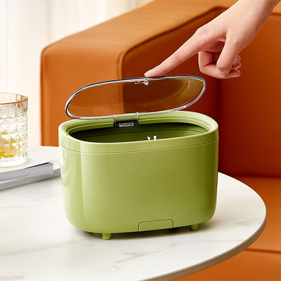 Portable Desktop Trash Can With Phone Holder Mini Pressing Automatic Waste Bin