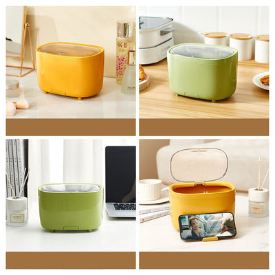 Portable Desktop Trash Can With Phone Holder Mini Pressing Automatic Waste Bin