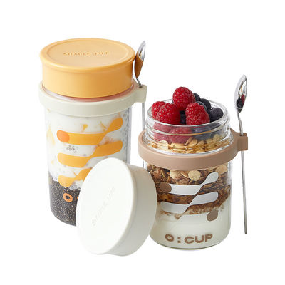 350ml/500ml Large Capacity Glass Mason Overnight Oats Jars For Milk Cereal Fruit