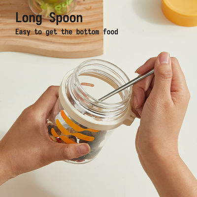 350ml/500ml Large Capacity Glass Mason Overnight Oats Jars For Milk Cereal Fruit
