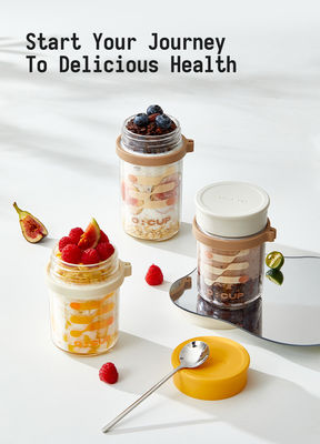 350ml/500ml Large Capacity Glass Mason Overnight Oats Jars For Milk Cereal Fruit