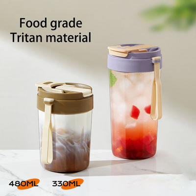 11oz / 330ml Plastic Reusable Cold Iced Coffee Cup With Lids And Straws