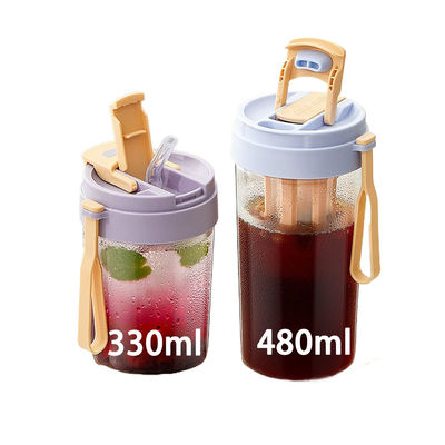 11oz / 330ml Plastic Reusable Cold Iced Coffee Cup With Lids And Straws