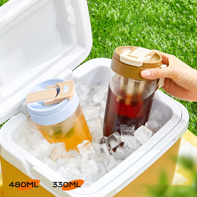 11oz / 330ml Plastic Reusable Cold Iced Coffee Cup With Lids And Straws