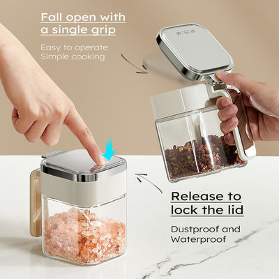 2024 New Arrival Kitchen Seasoning Storage Container Tea Coffee Sugar Salt Glass Spice Jars With Stainless Steel Lids
