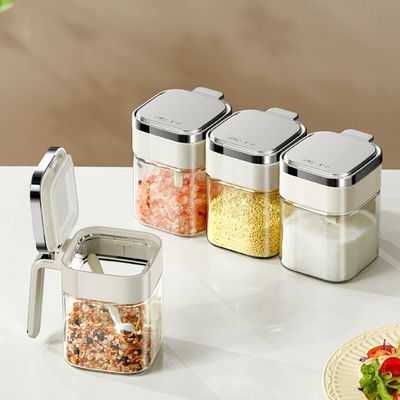 2024 New Arrival Kitchen Seasoning Storage Container Tea Coffee Sugar Salt Glass Spice Jars With Stainless Steel Lids