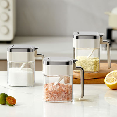 2024 New Arrival Kitchen Seasoning Storage Container Tea Coffee Sugar Salt Glass Spice Jars With Stainless Steel Lids