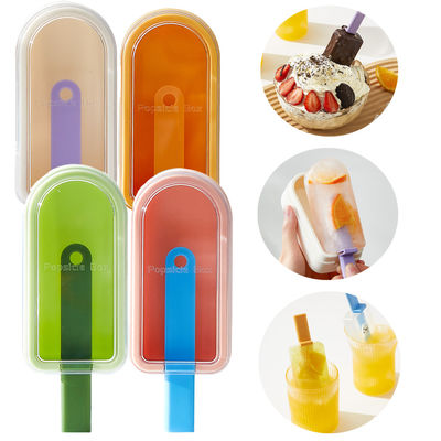 Kids Cartoon Popsicle Molds Food-Grade Silicone Ice Pop Cream Molds With Reusable Sticks Non-Stick Flat Design Easy Release