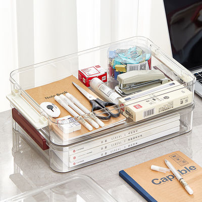A4 File Documents Portable Project Case Clear Stackable Plastic Art Organizer Containers File Scrapbook Paper Storage Box