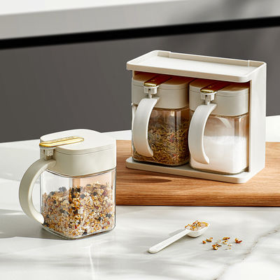 2 Grids Stackable Spice Jars Salt Sugar Container Sets Household Storage Box for Condiments Seasoning Jars