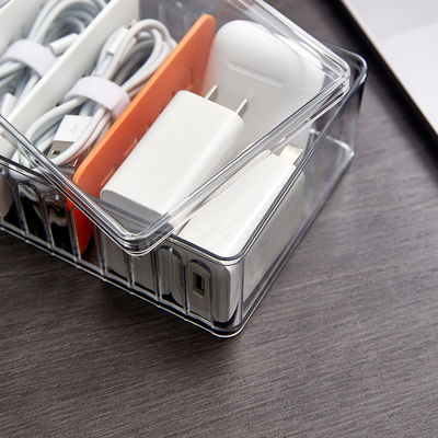 8 Grids Adjustable Office Cable Organizer Box Customizable Compartments  Safe Storage of Electronics Accessories