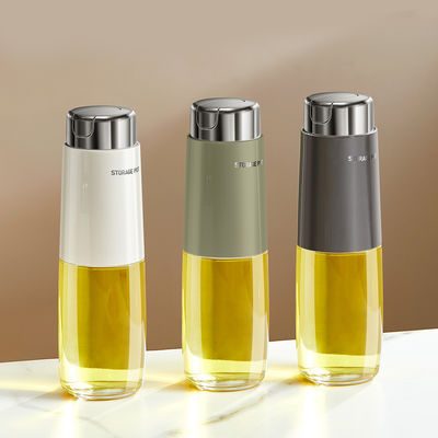 280ml 500ml Kitchen Glass Auto Flip Oil Dispenser Cooking Leakproof No Drip Stainless Steel Cap Oil Container Soy Sauce Bottle