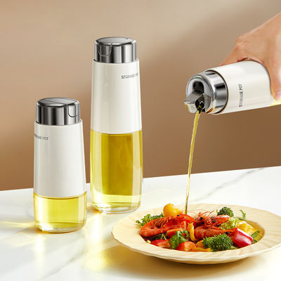 280ml 500ml Kitchen Glass Auto Flip Oil Dispenser Cooking Leakproof No Drip Stainless Steel Cap Oil Container Soy Sauce Bottle