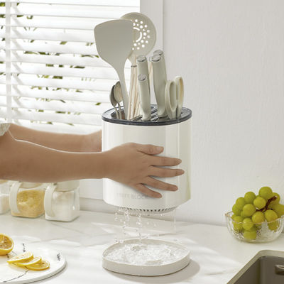 360 Rotating Kitchenware Storage Box Multi-functional Rotating Knife Holder Chopstick Barrel Knife Storage Rack Humanized Design