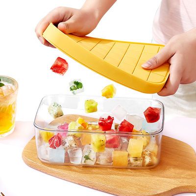 Premium Silicone Wholesale small Square Ice Cube Mold With Lid and Bin