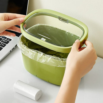 Portable Desktop Trash Can With Phone Holder Mini Pressing Automatic Waste Bin