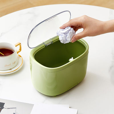 Portable Desktop Trash Can With Phone Holder Mini Pressing Automatic Waste Bin